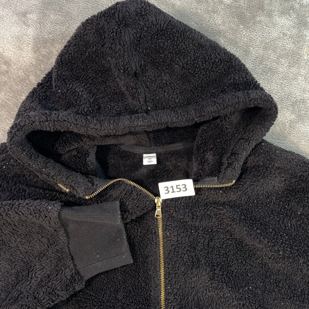 Old Navy Fleece Hoodie‎ Mens XXL Black Sherpa Half Zip Pullover 3153